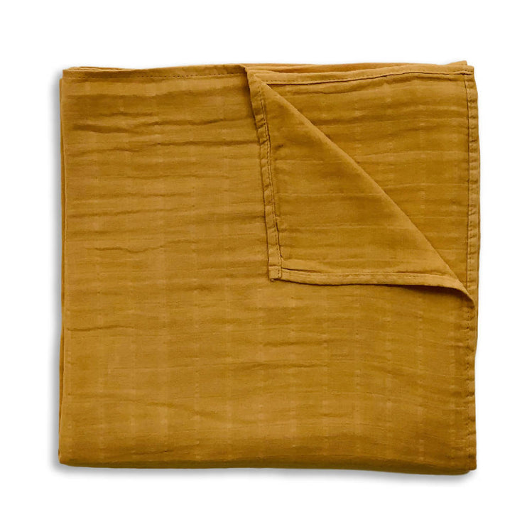 100% Organic Cotton Muslin Swaddle Wrap Blanket - Mustard