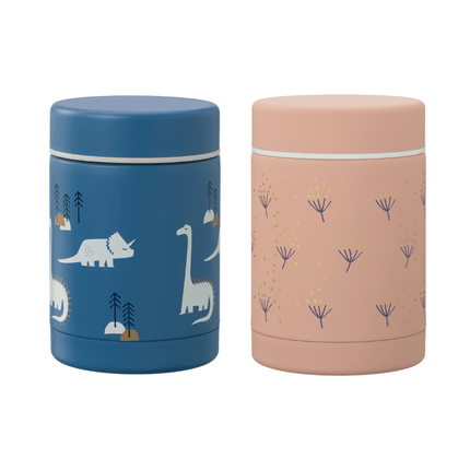 food jars in blue and pink for kids