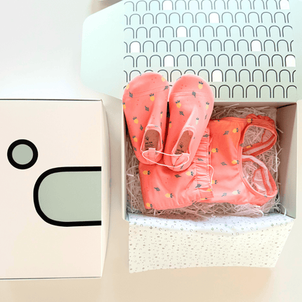 girl uv protected swimwear gift box bright pink summer fruit 