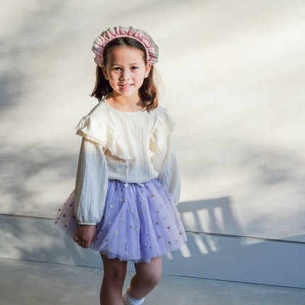 lifestyle image of lilac heart tutu skirt