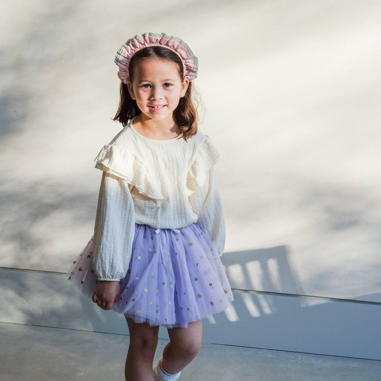 lifestyle image of lilac heart tutu skirt