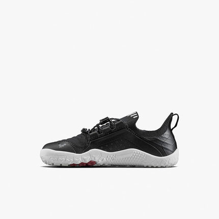 Black sneaker with white sole