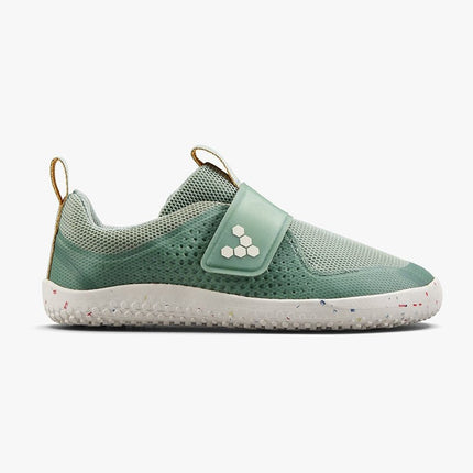 Green children's shoe with a velcro strap on