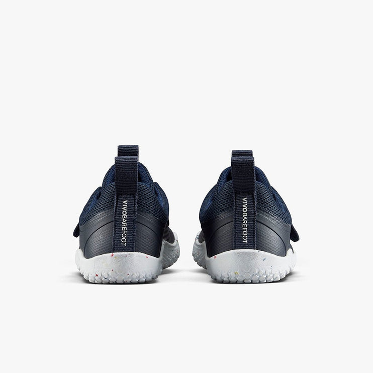Navy running shoes with white soles for kids