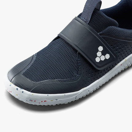 Navy blue shoe with a velcro strap