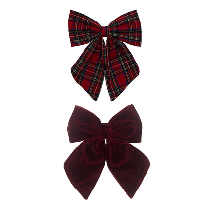 Set of 2 Tartan agnes bow clips
