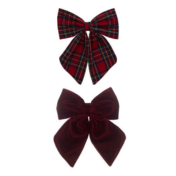 Set of 2 Tartan agnes bow clips