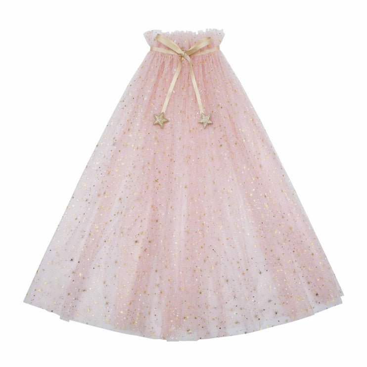 Pink tulle skirt with gold stars and a bow 