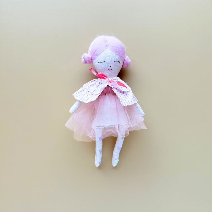 Zoey handmade ballerina doll wearing pink tutu