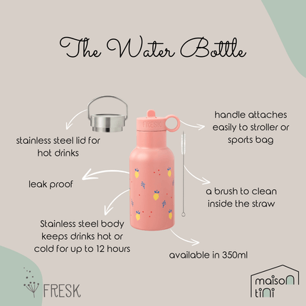 Insulated Water Bottle - Summer Fruit - 2 Lids (350ml)