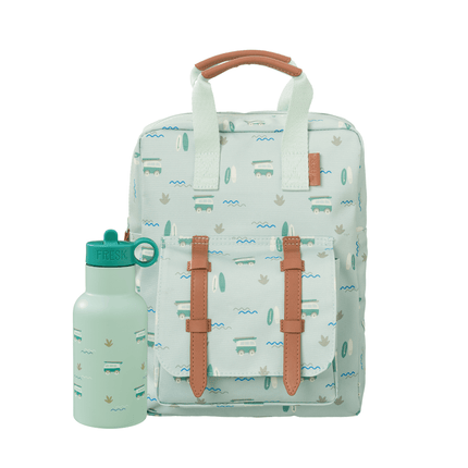 Backpack with water bottle with surf boy print 