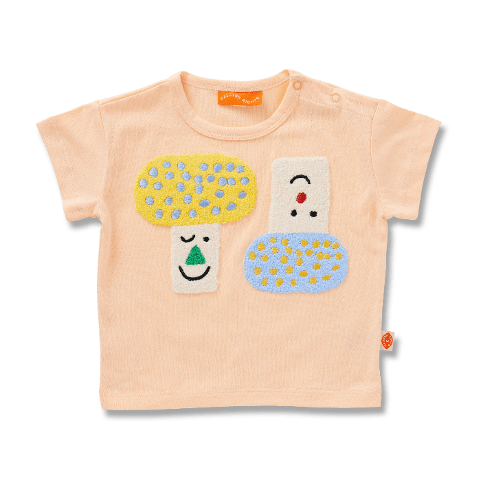 peach tshirt with cute mushroom design
