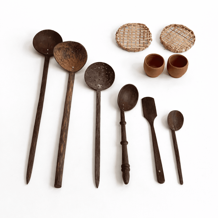 Mud Kitchen Coconut Utensils Set