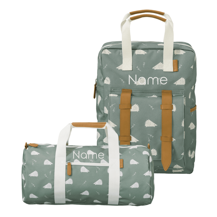 Personalized school bags in hedgehog print
