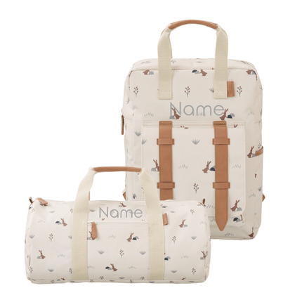 Personalized school bags in rabbit print
