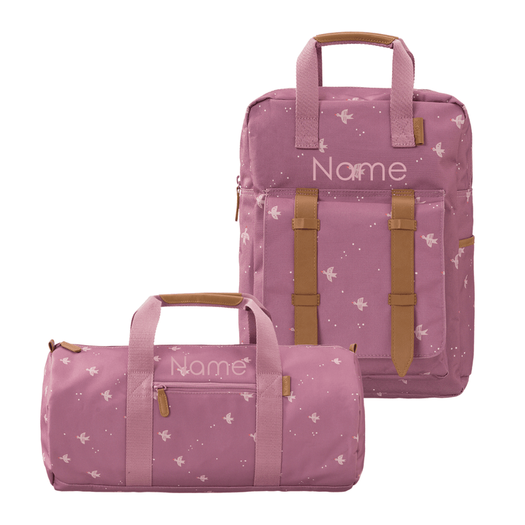 Personalized school bags in bird print