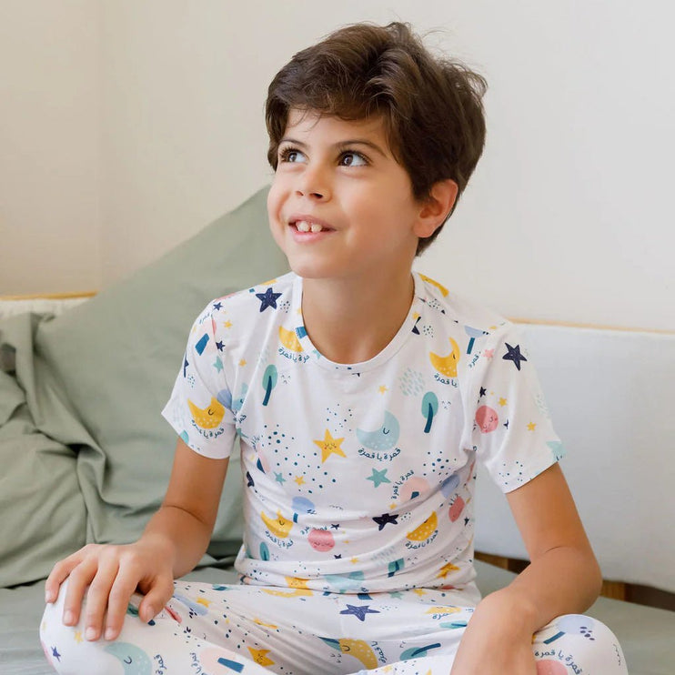Boy wearing Amara short sleeve pajama