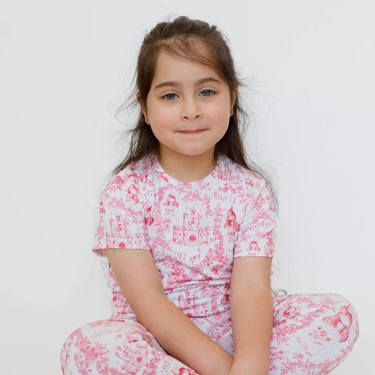Girl wearing Amira short sleeve pajama