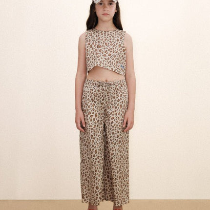 Ribbed flared animal print pants