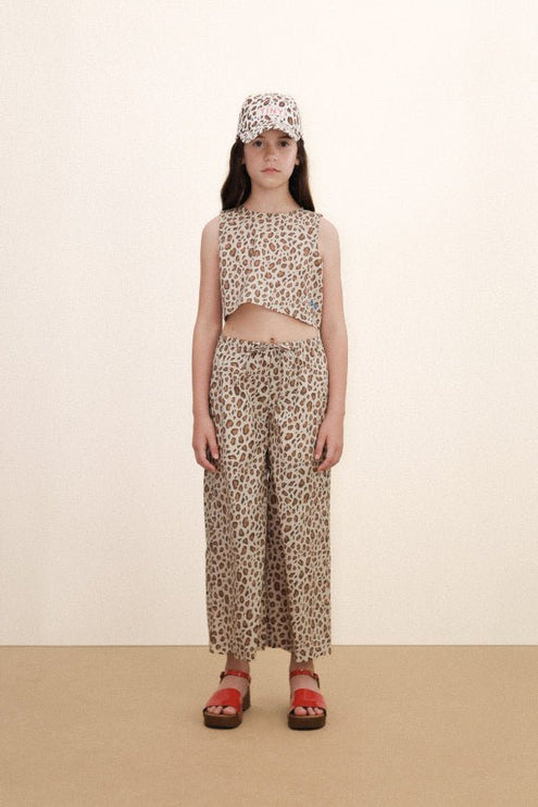 Ribbed flared animal print pants