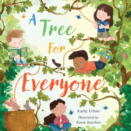 Book cover of 'A Tree For Everyone' with children playing in a tree