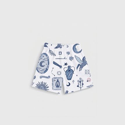 White shorts with blue patterns 