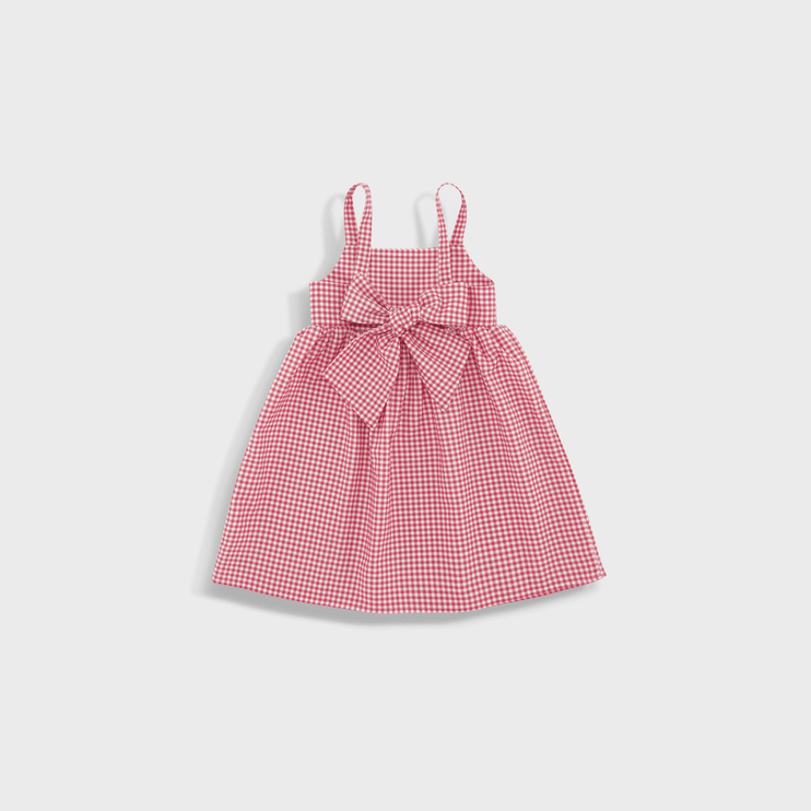 Red and white checkered dress with a bow detail on the back
