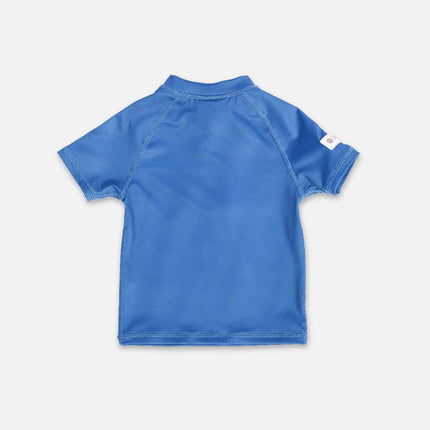 back look of rashguard short sleeve deep blue