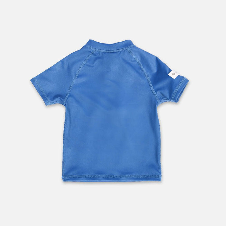 back look of rashguard short sleeve deep blue