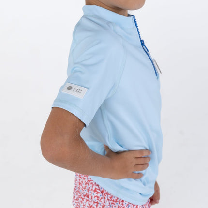 side look of rashguard fresh blue short sleeve