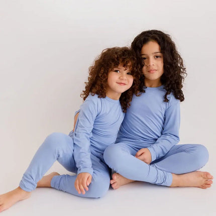 Siblings in matching Bahry long sleeve pajama