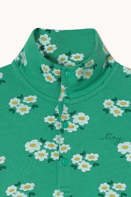 Emerald sweatshirt with blossoms print