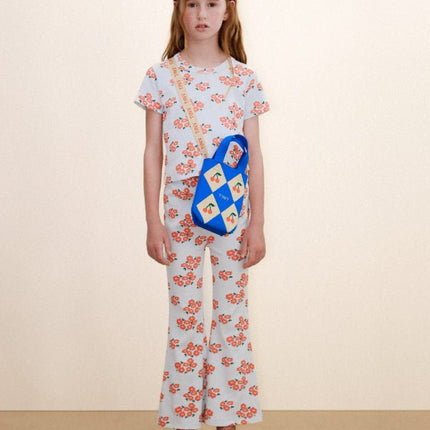 Ice blue pant with blossoms print