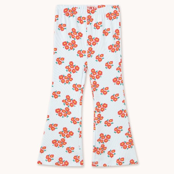 Flared pants with red floral pattern 