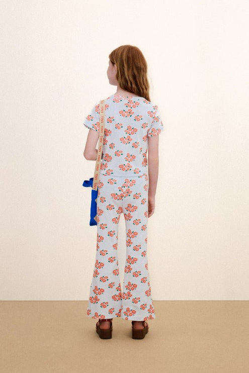 Ice blue t-shirt with blossoms print