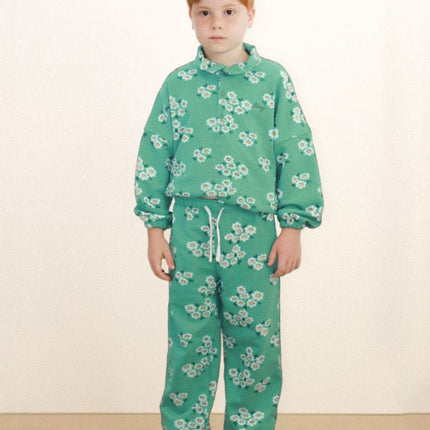 Emerald sweatpant with blossoms print