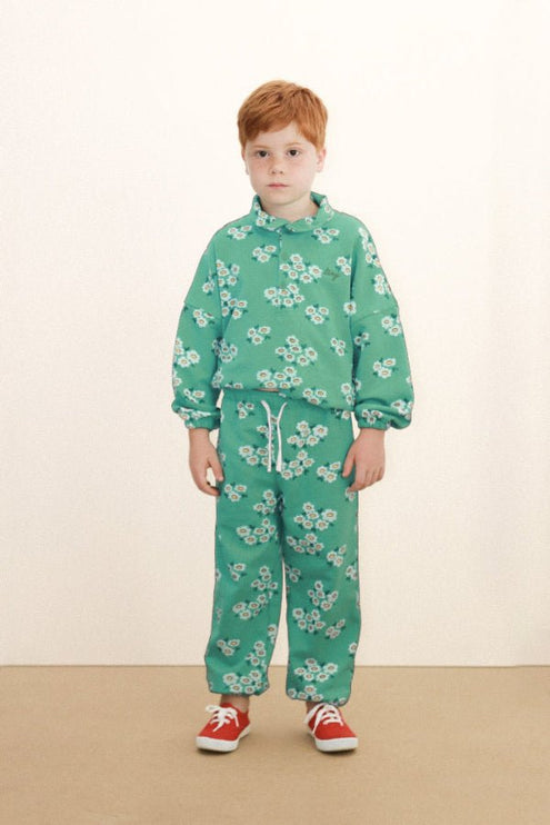 Emerald sweatpant with blossoms print