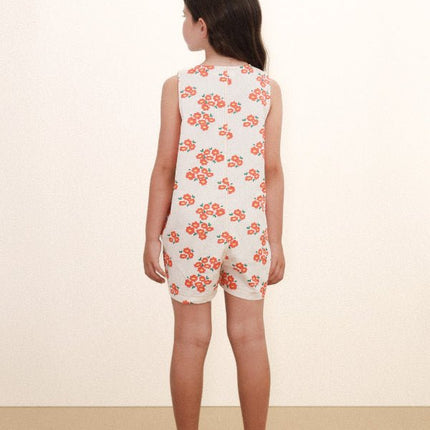 Off-white romper short with blossoms print