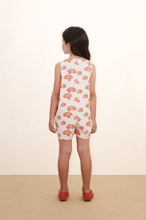Off-white romper short with blossoms print