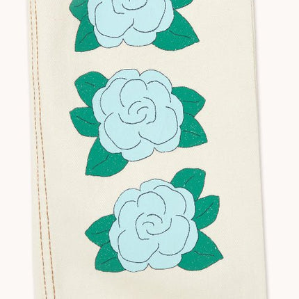 Off-whote Demin Jeans with flower print