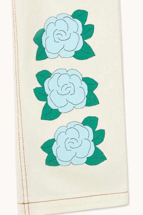 Off-whote Demin Jeans with flower print