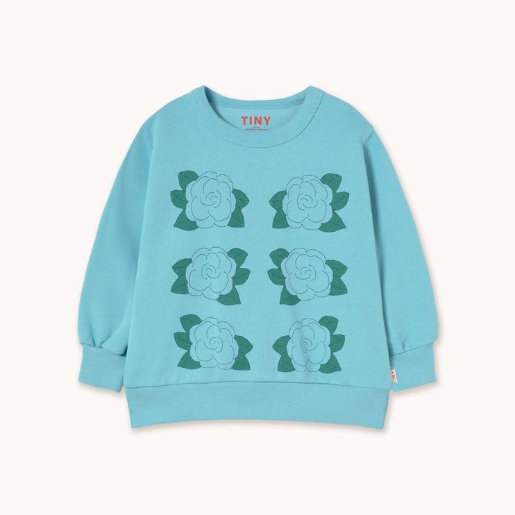 Blue sweatshirt with blue floral graphics