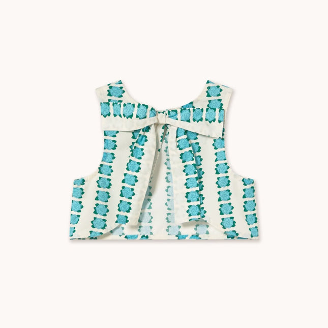 Back of Blue and white patterned top 