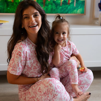 mom and me in matching princess pajamas