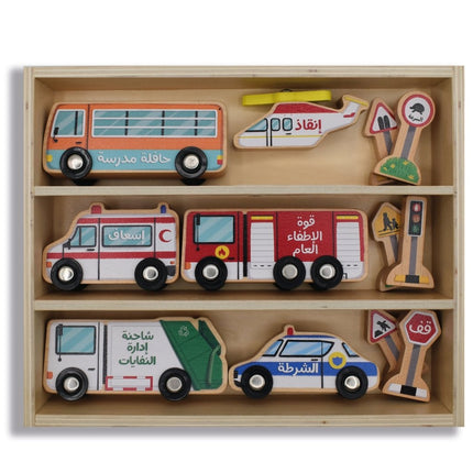 wooden vehicle set arabic learning kids 