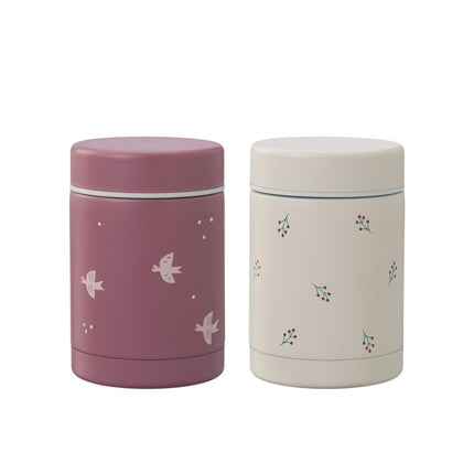 Two food jars in berries and in swallow pattern