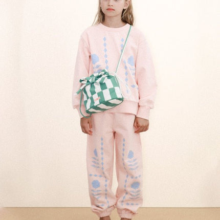 Wild rose sweatshirt with blue flower print