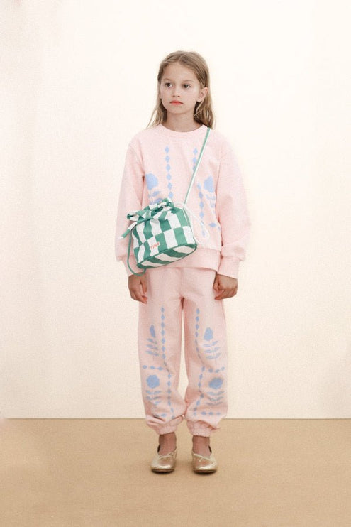 Wild rose sweatshirt with blue flower print