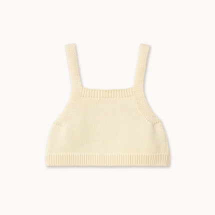 Light cream knitted crop top 