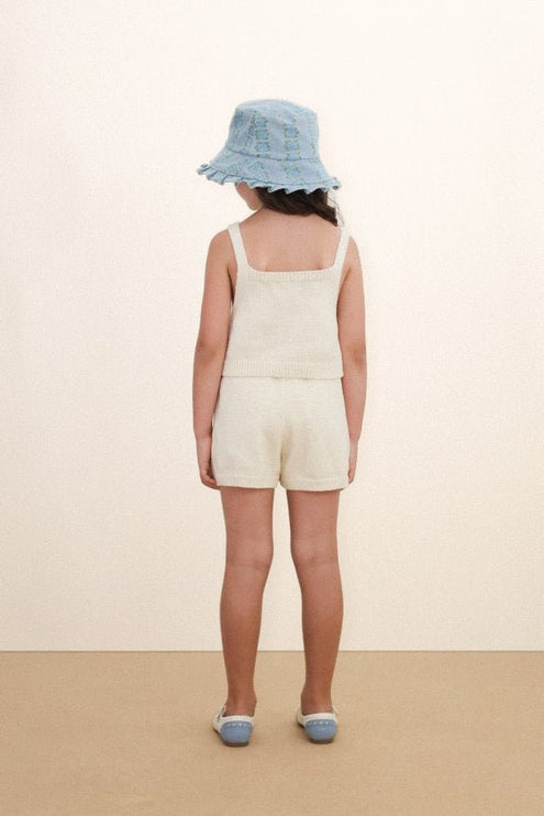 Light cream crop top with flower print backview